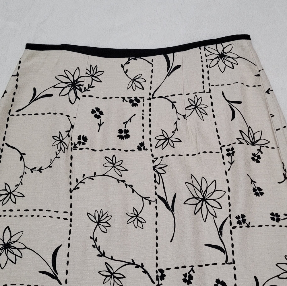 Vintage Studio C Beige Black Patchwork Floral High Rise Midi Wrap Skirt 12 - Picture 10 of 13
